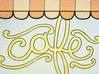 Cafe illustration texture typography