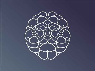 Medical Library Logo brain curly line icon lion