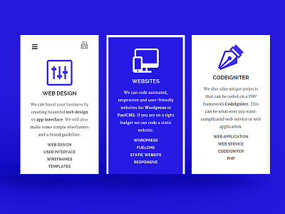 Mobile service page blue minimal mobile service typography ui