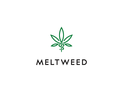 Meltweed Logo caduceus cannabis design graphic leaf logo marijuana medical organic weed