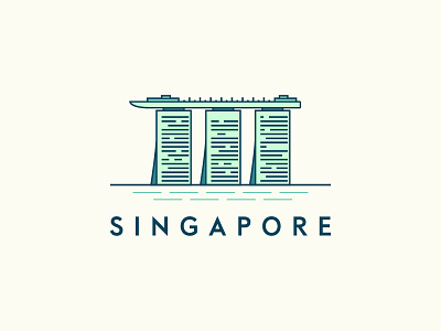 Singapore Landmark city flat icon illustration landmark marina bay minimal singapore skyline