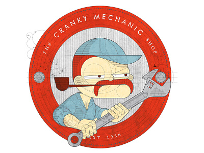 The Cranky Mechanic Shop illustration logo mechanic playoff technical tee threadless