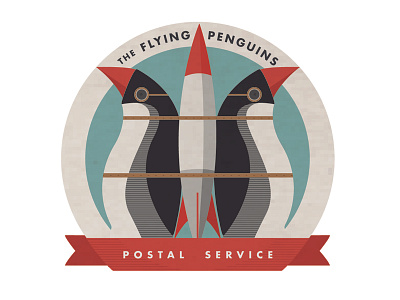 Flying Penguins Postal Service Logo humour illustration logo mail penguin rocket threadless