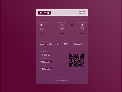 Daily UI 024 (Boarding pass) boarding pass dailyui ui ux