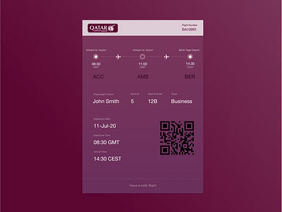 Daily UI 024 (Boarding pass)