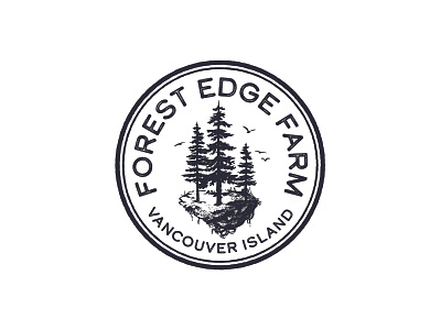 Forest Edge Farm Logo badge caribou creative distressed illustration island laura prpich logo nature pnw trees vancouver island vector vintage