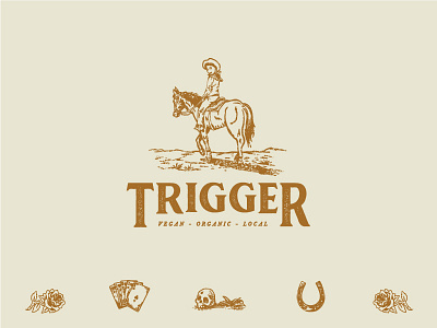 Trigger Branding caribou creative cowboy cowgirl design horse horse shoe illustration laura prpich logo skull vegan western