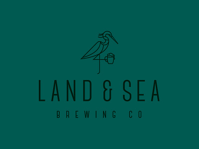 Land & Sea Brewing Co. art decor beer branding brewery brewing caribou creative heron illustration laura prpich logo minimal monoline vector