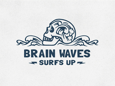 Brain Waves caribou creative laura prpich lightning logo ocean skull surf surfing vector waves