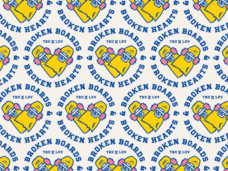 Broken Boards & Broken Hearts skateboard vintage badge illustration vector caribou creative logo laura prpich