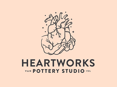 Heartworks Pottery alchemy branding caribou creative heart illustration laura prpich logo pottery vector