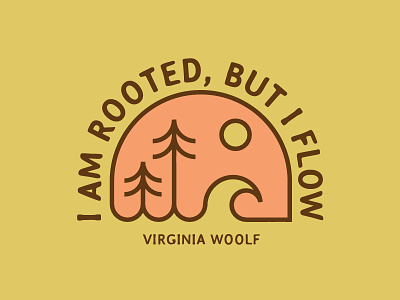 VirginiaWoolf badge caribou creative illustration laura prpich logo minimal monoline nature pnw quote trees vector waves yoga