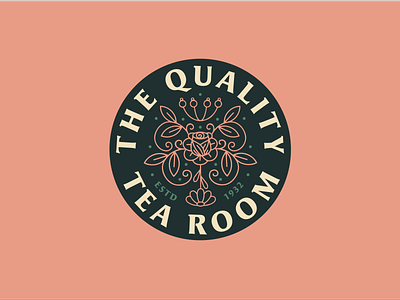 Quality Tea Room badge branding caribou creative filigree laura prpich logo monoline restaurant tea vector