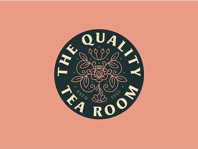 Quality Tea Room badge branding caribou creative filigree laura prpich logo monoline restaurant tea vector