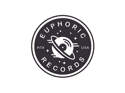 Euphoric Records badge branding caribou creative galactic houston laura prpich logo minimal monoline outerspace record label records vector vinyl