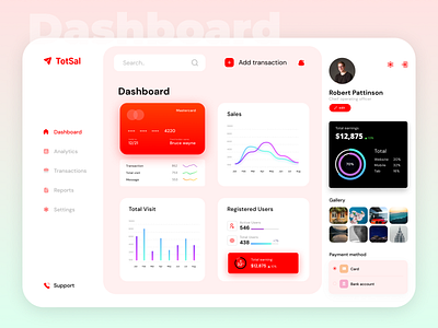 TotSal : admin dashboard design