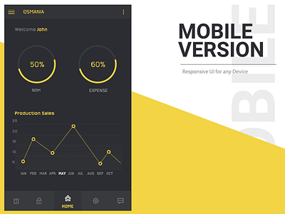 Mobile Ui admin android black dark theme dashboard ios mobile ui ux yellow