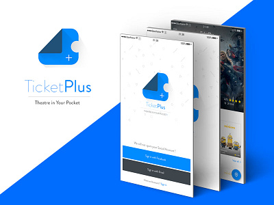 Ticketplus android blue flat design ios material mobileui movie ticket app ui ux