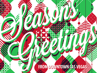 Seasons Greetings Postcard design holiday illustration layout postcard screenprint vector