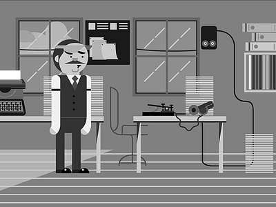 Telegraph Operator Scene Storyboard animation design illustration storyboard vector