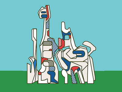 Au Fantome Monument in Houston abstract dubuffet houston illustration vector