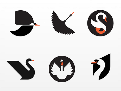 Collection of failed swan logos black branding logos orange swan vector white