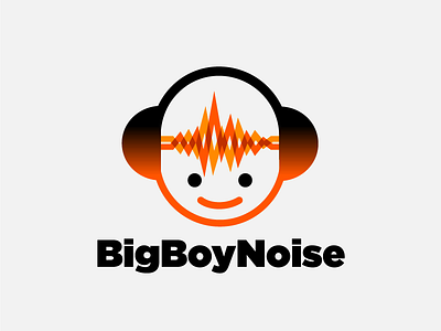 Audio Engineer Logo audio boy character design headphones orange thickline vector
