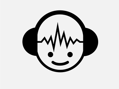 Audio Engineer Icon Logo audio boy character design headphones icon orange thickline vector