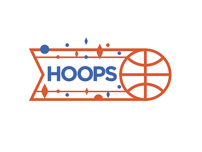 Hoops basketball blue design hoops logo orange retro thicklines vector
