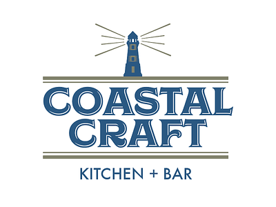 Coastal Craft Logo version 1 atlantic city bar brunch concept design gastropub gold lighthouse logo new england restaurant vector