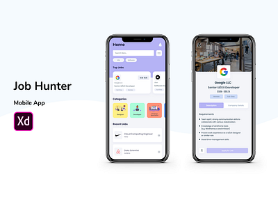 Job Hunting Mobile App UI/UX design job application job hunting recruitment ui ux