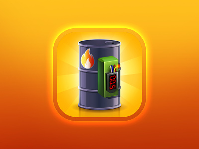 Bomb icon app appstore art aso bomb boom cool cs design fire fuse game icon illustration light logo oil timer vector
