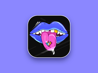 LipsParty app app store appstore art aso brilliant fun funny game gold graphic icon illustration joker lips logo smile star teeth tongue