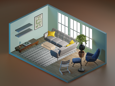 Scandinavian home 3d illustration blender design graphic design illustration ui