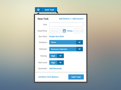 New Task Popover color create flat form minimal modal new popover task widget