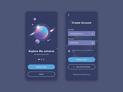 Explore the Universe - Sign up daily 100 challenge daily ui dailyui dailyuichallenge design flat illustration mobile mobile design mobile ui ui ux web design
