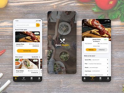 Quick Munch - Food Delivery App Concept food food app food app ui food delivery mobile mobile app mobile app design mobile design mobile ui pizza app ui ux