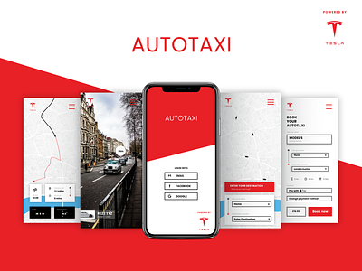 AUTOTAXI: Tesla Self-driving Taxi Concept app branding design flat logo typography ui ux