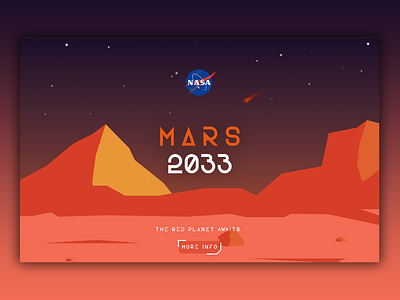 Mars 2033 landing page mock up design flat hero image illustration mars space ui ux web web design