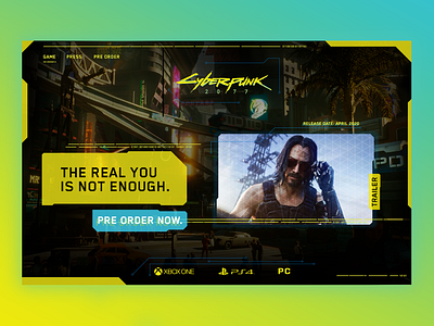 Cyberpunk 2077 Web Concept branding cyberpunk cyperpunk 2077 design future futuristic hero image keanu reeves ui ux web web design website