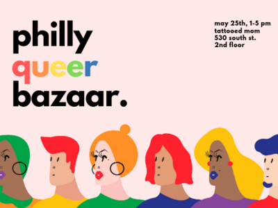 Philly Queer Bazaar Postcard event flyer graphic design lgbt pride print design queer