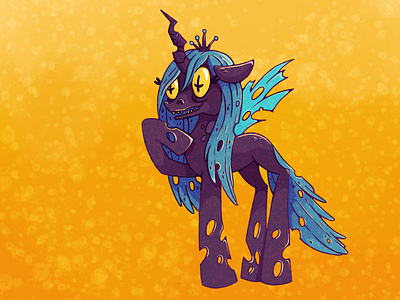 Creepy pony character doodle flat horse pony