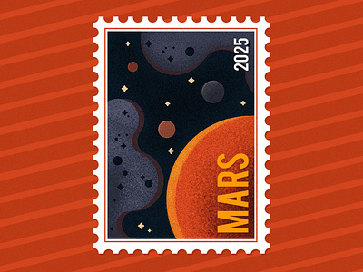 Mars 2025 post stamp illustration mars post stamp space universe vector