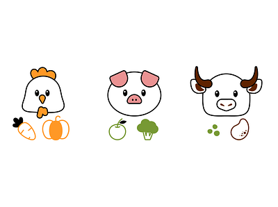 Meat dishes icons beef chicken cow flat flat ui icon icons pig pork ui ui design vector