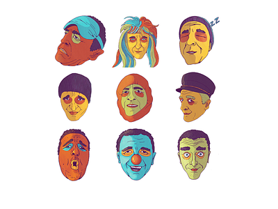 Pretty fixin sticker set doodle emotions portrait set stickers