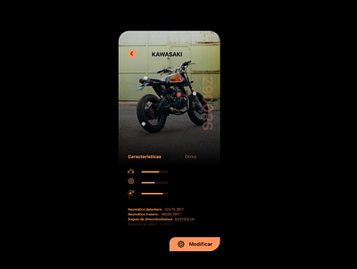 Motorcycle App app app design buy colors design design app designer iphone x kawasaki modification modified type motorcycle motorsport photo photography photoshop prototype text ui