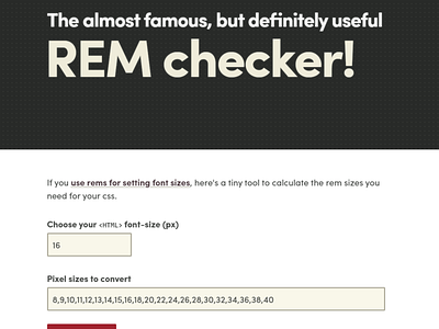 The almost famous REM checker calculator design form layout