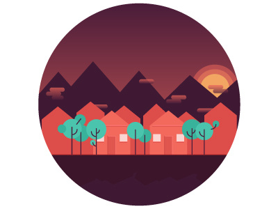 Sunset in the City city illustration vector