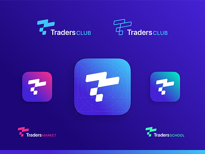 Tradersclub logo concept app branding design icon logo minimal trading ui web