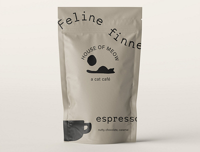 Coffee Pouch Design for a cat café concept brand branding cafe design graphic design illustration logo packaging